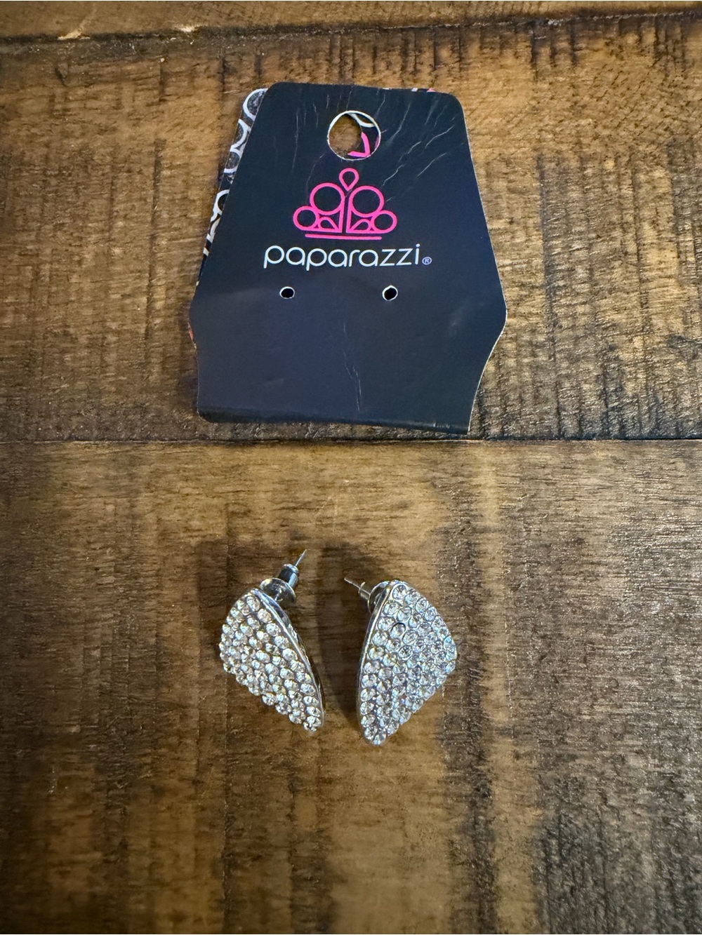 Paparazzi Silver Crystal Pavé Winglet Stud Earrings